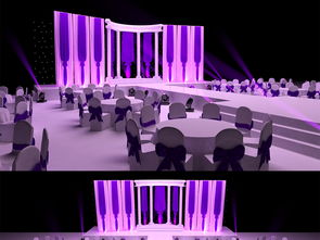 高端時(shí)尚紫色歐式婚禮舞臺(tái)設(shè)計(jì)3D模型下載